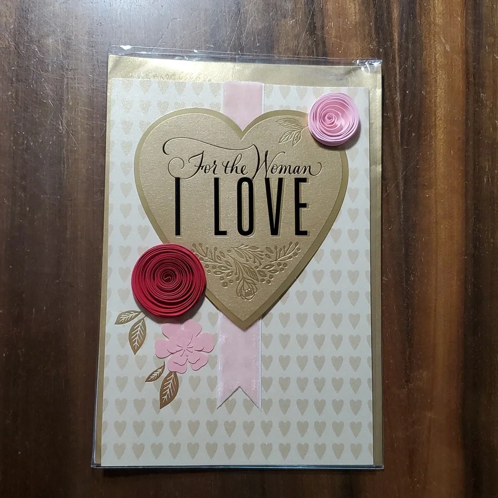 Valentine's Day Oversized Greeting Card for Woman Partner Rose Gold Fancy Ornate